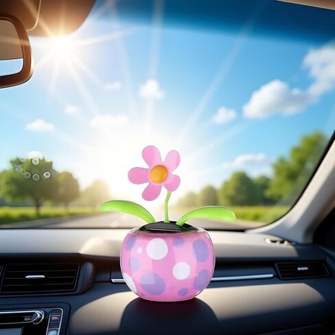 Pink Solar Dancing Solar Powered Dancing Pink Flower in Colorful Shape Flip Flap Animated Bobblehead Dancer Window Sun Catcher Car Dashboard Decor Solar Power Kits, Decorations in Saudi Arabia