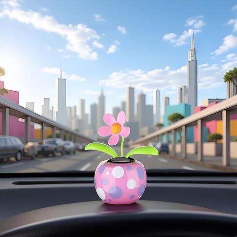 Pink Solar Dancing Solar Powered Dancing Pink Flower in Colorful Shape Flip Flap Animated Bobblehead Dancer Window Sun Catcher Car Dashboard Decor Solar Power Kits, Decorations in Saudi Arabia