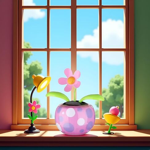 Pink Solar Dancing Solar Powered Dancing Pink Flower in Colorful Shape Flip Flap Animated Bobblehead Dancer Window Sun Catcher Car Dashboard Decor Solar Power Kits, Decorations in Saudi Arabia