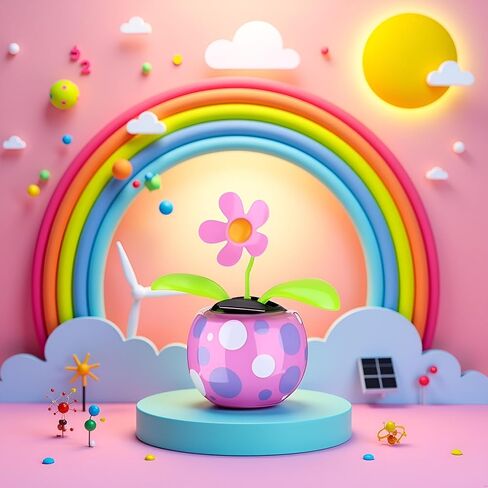 Pink Solar Dancing Solar Powered Dancing Pink Flower in Colorful Shape Flip Flap Animated Bobblehead Dancer Window Sun Catcher Car Dashboard Decor Solar Power Kits, Decorations in Saudi Arabia