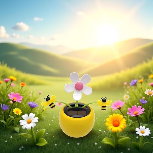 عباد الشمس الراقصة بالطاقة الشمسية، عسل النحل، أصفر لزهر التفاح، زخرفة زخرفية تعمل بالطاقة الشمسية، ديكور حديقة السيارة والمنزل، ديكورات in Saudi Arabia