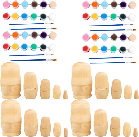 4 Set DIY Wooden Blank Russian Nesting Dolls Unpainted Matryoshka Plain Nesting Dolls for Kids Birthday Gift DIY Craft Parent Child Activities in Saudi Arabia