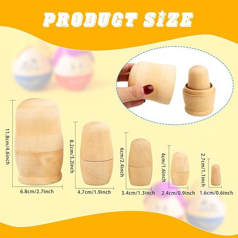 4 Set DIY Wooden Blank Russian Nesting Dolls Unpainted Matryoshka Plain Nesting Dolls for Kids Birthday Gift DIY Craft Parent Child Activities in Saudi Arabia