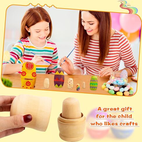 4 Set DIY Wooden Blank Russian Nesting Dolls Unpainted Matryoshka Plain Nesting Dolls for Kids Birthday Gift DIY Craft Parent Child Activities in Saudi Arabia