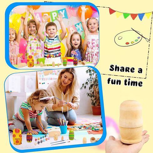4 Set DIY Wooden Blank Russian Nesting Dolls Unpainted Matryoshka Plain Nesting Dolls for Kids Birthday Gift DIY Craft Parent Child Activities in Saudi Arabia
