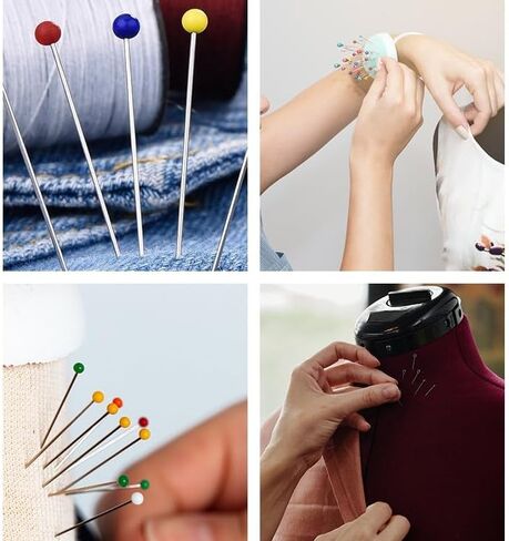 100PCS Sewing Pins with Heads, Multicolor DIY Patchwork Straight Pins Fabric Pins for Quilting Dressmaker Jewelry DIY Decoration Craft Sewing Project(Tie Style) in Saudi Arabia