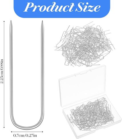 300 Pcs U Shaped Fork Pins, Stainless Steel Sewing U-pins Double Blocking Pins for Sewing Needlecraft Jewelry Making Quilting Crafts DIY Home Decor 0.9 x 0.27 Inch (Silver) in Saudi Arabia