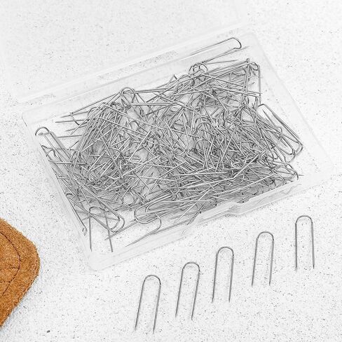 300 Pcs U Shaped Fork Pins, Stainless Steel Sewing U-pins Double Blocking Pins for Sewing Needlecraft Jewelry Making Quilting Crafts DIY Home Decor 0.9 x 0.27 Inch (Silver) in Saudi Arabia