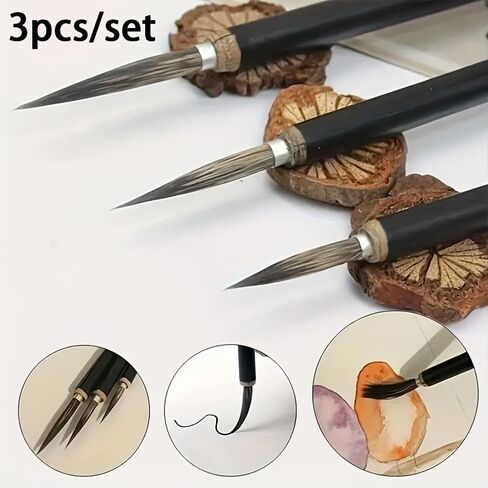 3pcs Ultra-Fine Detail Paint Brush Set,Professional Micro Art Brushes for Watercolor,Oil & Acrylic Painting,Nylon Bristles in Saudi Arabia