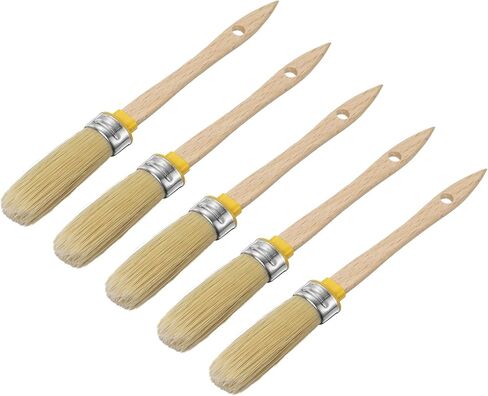 uxcell 5 Pcs Wax Paint Brushes, 2 x 1.2 Inch Chalk Stencil Brush, Oval PET Fiber Bristle with Wood Handle, Painting Tool for Furniture DIY Home Decor Art Crafts, Yellow in Saudi Arabia