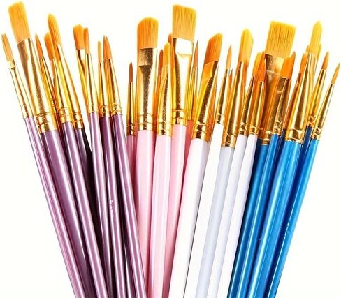 10pcs Nylon Paint Brush Set,with Durable Plastic Handles - Perfect for Oil, Watercolor, and Gouache Artworks in Saudi Arabia