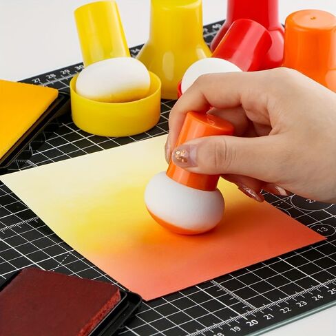 Stencil Brush with Sponge Pouncer-Mixed Color Ink Dabber for Wet & Dry Use,Crafts,Scrapbooking,Card Making & Mixed Media Art in Saudi Arabia