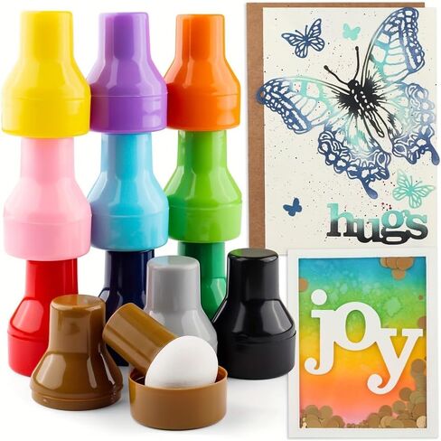 Stencil Brush with Sponge Pouncer-Mixed Color Ink Dabber for Wet & Dry Use,Crafts,Scrapbooking,Card Making & Mixed Media Art in Saudi Arabia