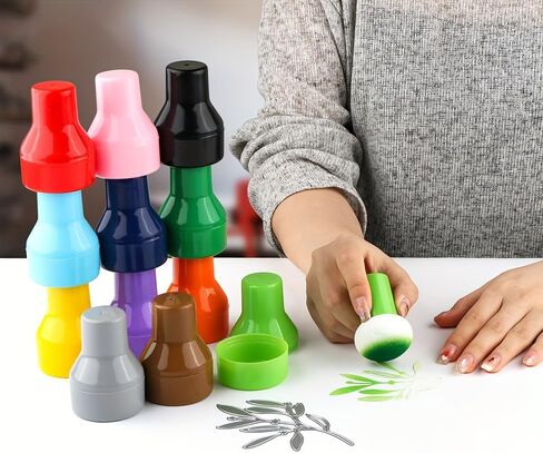 Stencil Brush with Sponge Pouncer-Mixed Color Ink Dabber for Wet & Dry Use,Crafts,Scrapbooking,Card Making & Mixed Media Art in Saudi Arabia
