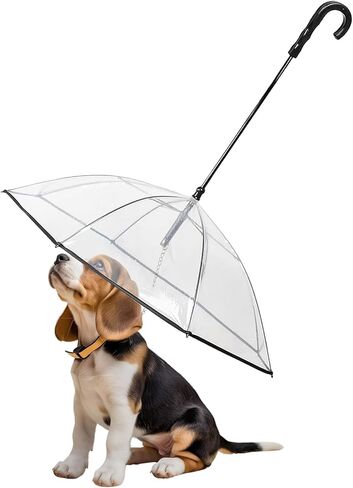 Pet Dog Transparent Umbrella, Clear Folding Adjustable Leash, Keeps Pet Dry in Rain (C Hook) in Saudi Arabia