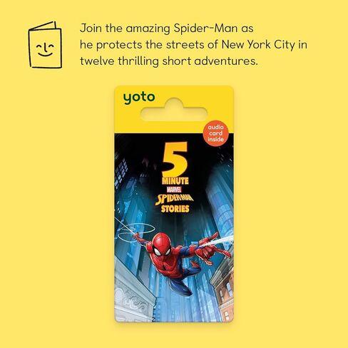 YOTO Disney 5 Minute Marvel Stories: Spider Man - بطاقة صوت للأطفال للاستخدام مع المشغل وجهاز صوتي صغير الكل في 1، استماع بدون شاشة مع قصص ممتعة لوقت اللعب ووقت النوم والسفر، للأعمار من 5 سنوات فما فوق in Kuwait
