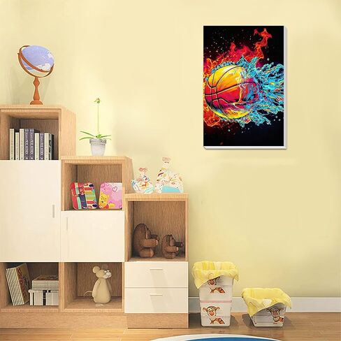 Basketball Paint by Numbers Kit for Kids with Framed Canvas - with Wooden Easel, Ball Sports Paint by Numbers for Kids Ages 8-12, Acrylic Oil Painting Kits with Nice Gift Box for Wall Decor 12x8 inch in Saudi Arabia