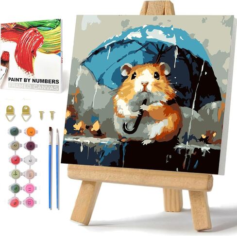 hkejoi Fox Paint by Numbers Kit for Kids, Fox Paint by Number for Kids Framed and Easel, Painting by Numbers, Easy DIY Crafts for Gift Home Wall Decor 8x8 in in Saudi Arabia