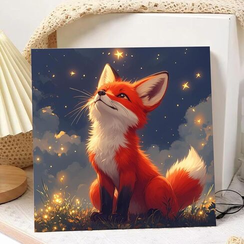 hkejoi Fox Paint by Numbers Kit for Kids, Fox Paint by Number for Kids Framed and Easel, Painting by Numbers, Easy DIY Crafts for Gift Home Wall Decor 8x8 in in Saudi Arabia