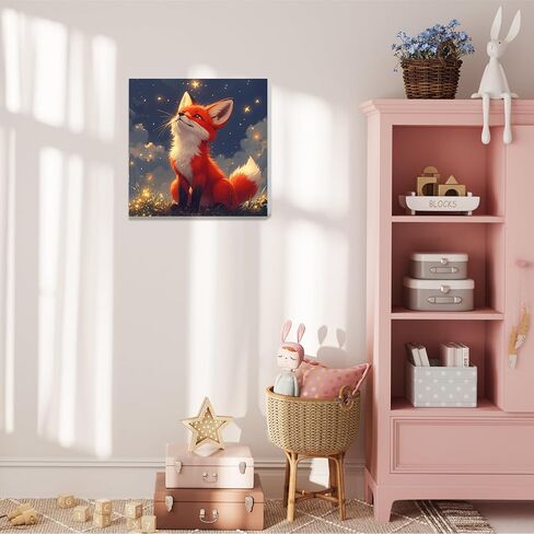 hkejoi Fox Paint by Numbers Kit for Kids, Fox Paint by Number for Kids Framed and Easel, Painting by Numbers, Easy DIY Crafts for Gift Home Wall Decor 8x8 in in Saudi Arabia