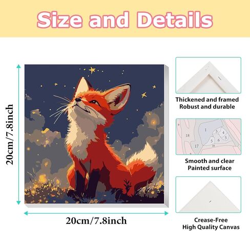 hkejoi Fox Paint by Numbers Kit for Kids, Fox Paint by Number for Kids Framed and Easel, Painting by Numbers, Easy DIY Crafts for Gift Home Wall Decor 8x8 in in Saudi Arabia
