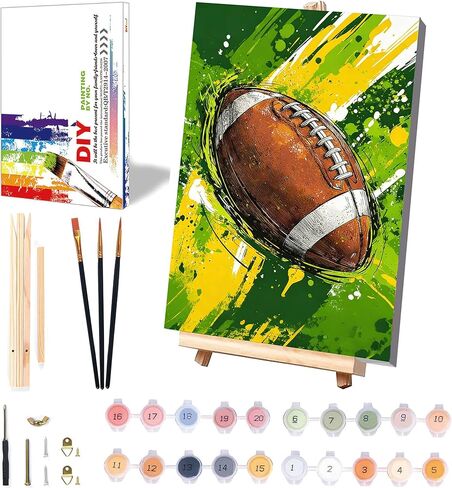 Basketball Paint by Numbers Kit for Kids with Framed Canvas - with Wooden Easel, Ball Sports Paint by Numbers for Kids Ages 8-12, Acrylic Oil Painting Kits with Nice Gift Box for Wall Decor 12x8 inch in Saudi Arabia