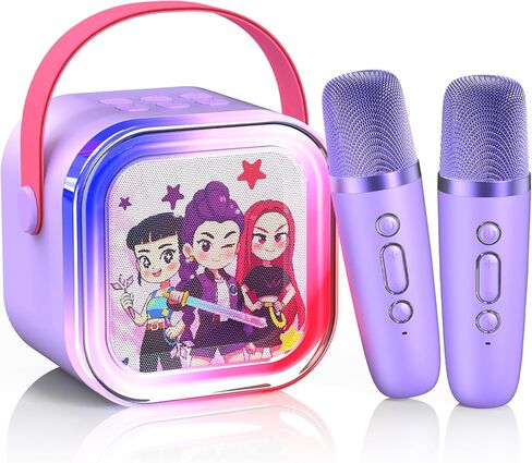 Mini Karaoke Machine for Kids Ages 3-12: Portable Bluetooth Speaker with 2 Wireless Microphone, LED Light Show for Kids 3 4 5 6 7 8 9 10 Year Old Girls Toys Birthday Gifts Toddler in Saudi Arabia