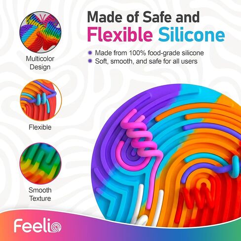 Feelio Sensory Activity Fidget Toy Pack of 3 | Silicone Busy Board for Kids and Adults | Stress Relief and Cognitive Play | Multi-Color Autism Sensory Board with 36 Strings and Travel Bag in Saudi Arabia