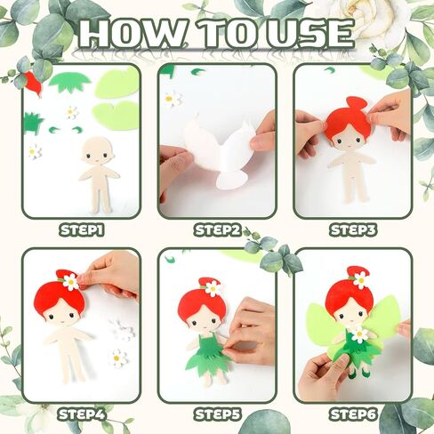Geetery 24 قطعة DIY الجنية الفن الحرف عدة الإبداعية جعل الجنية الخاصة بك شعرت 3D ملصق لغز للأطفال طفل الفتيات نشاط لعبة هدايا عيد ميلاد حزب الديكور in Saudi Arabia