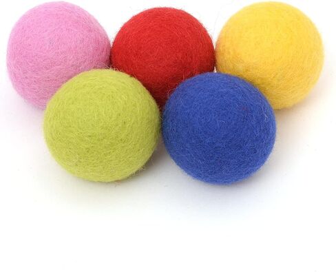 Glaciart One Felt Balls, Wool Pom Poms (10 Pieces) 4 Centimeters - 1.6 Inch, Handmade Felted 10 Colors (Red, Blue, Orange, Yellow, Green, Pink and More) Great for Cats, Felting and Garland in Saudi Arabia