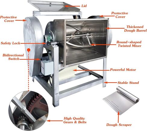 INTSUPERMAI Commercial 15KG Dough Mixer Machine Electric Flour Mixer with 90 Degree Tilt Bowl for Dough Mixing Kneading Capacity 30QT 1500W in Kuwait