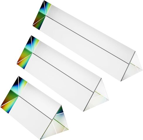 3pc Equilateral Crystal Prisms Set, 2.5 inch,4 inch and 6 inch Lengths Crystal Triangular Prism Optical Prisms Glass Physics Teaching Refracted Light Spectrum Rainbow Maker Photography Props in Saudi Arabia