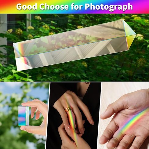 3pc Equilateral Crystal Prisms Set, 2.5 inch,4 inch and 6 inch Lengths Crystal Triangular Prism Optical Prisms Glass Physics Teaching Refracted Light Spectrum Rainbow Maker Photography Props in Saudi Arabia