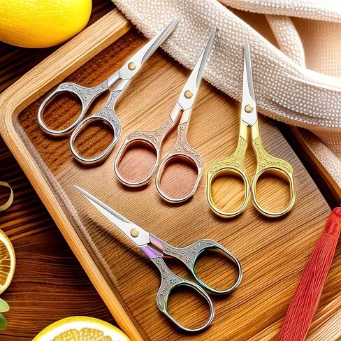 4PCS Embroidery Scissors 4.5 Inch Stainless Steel Vintage Plum Blossom Design Precision Craft Scissors Sewing, Paper and Thread Trimming, Multicolor in Saudi Arabia