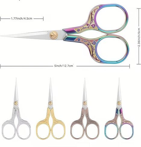 4PCS Embroidery Scissors 4.5 Inch Stainless Steel Vintage Plum Blossom Design Precision Craft Scissors Sewing, Paper and Thread Trimming, Multicolor in Saudi Arabia