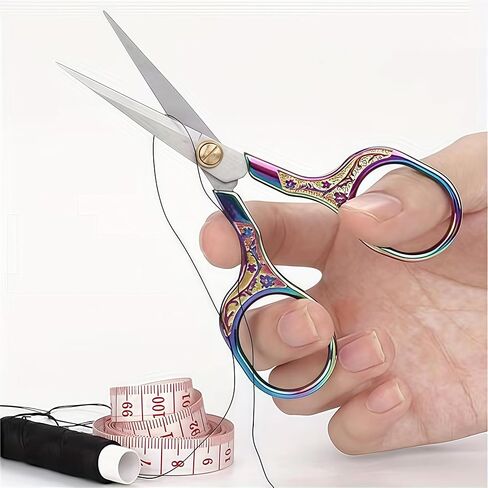 4PCS Embroidery Scissors 4.5 Inch Stainless Steel Vintage Plum Blossom Design Precision Craft Scissors Sewing, Paper and Thread Trimming, Multicolor in Saudi Arabia