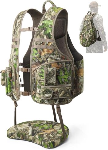 TIDEWE Turkey Vest with Seat, MOLLE System Tactical Hunting Vest with 4 Modular Add-Ons, Turkey Hunting Vest for Men & Women in Saudi Arabia