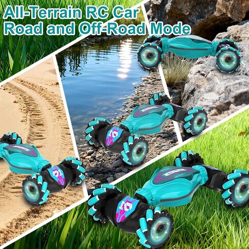 Gesture Sensing RC Stunt Car, 4WD Hand Controlled & Remote Control Twist Car with Light & Music, 360° Rotating, Road & Off-Road Modes Rc Cars Best Gifts for KIids 8+ Year Old (Lake green - 2 Battery) in Saudi Arabia