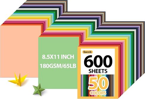 200-Sheets Colored Cardstock for Crafts: 50 Assorted Colors, 8.5" x 11", 65lb/180gsm, Colored Paper for DIY Crafts, Card Making, for cri·cut Printing, Kids School Supplies in Kuwait
