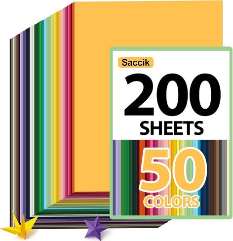 200-Sheets Colored Cardstock for Crafts: 50 Assorted Colors, 8.5" x 11", 65lb/180gsm, Colored Paper for DIY Crafts, Card Making, for cri·cut Printing, Kids School Supplies in Kuwait