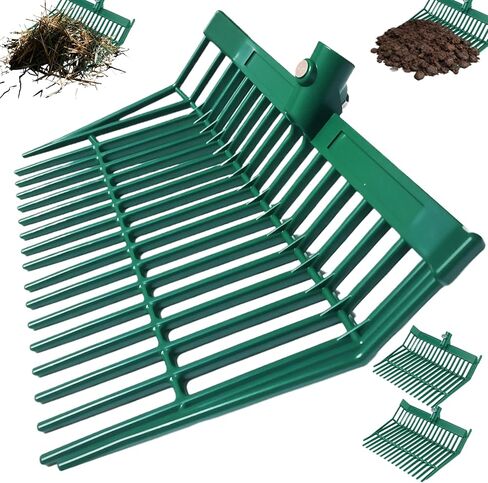 2 Green hay Fork Heads, 18-Tooth Manure Fork Replacement Head, ABS Plastic Material, with Screws and Nuts, Suitable for Shoveling Horse, Cattle, Sheep Manure and Gardening hay, etc(Two Green) in Saudi Arabia