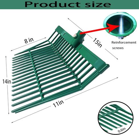 2 Green hay Fork Heads, 18-Tooth Manure Fork Replacement Head, ABS Plastic Material, with Screws and Nuts, Suitable for Shoveling Horse, Cattle, Sheep Manure and Gardening hay, etc(Two Green) in Saudi Arabia