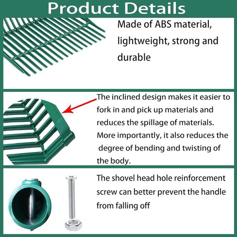 2 Green hay Fork Heads, 18-Tooth Manure Fork Replacement Head, ABS Plastic Material, with Screws and Nuts, Suitable for Shoveling Horse, Cattle, Sheep Manure and Gardening hay, etc(Two Green) in Saudi Arabia