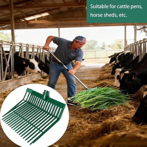 2 Green hay Fork Heads, 18-Tooth Manure Fork Replacement Head, ABS Plastic Material, with Screws and Nuts, Suitable for Shoveling Horse, Cattle, Sheep Manure and Gardening hay, etc(Two Green) in Saudi Arabia