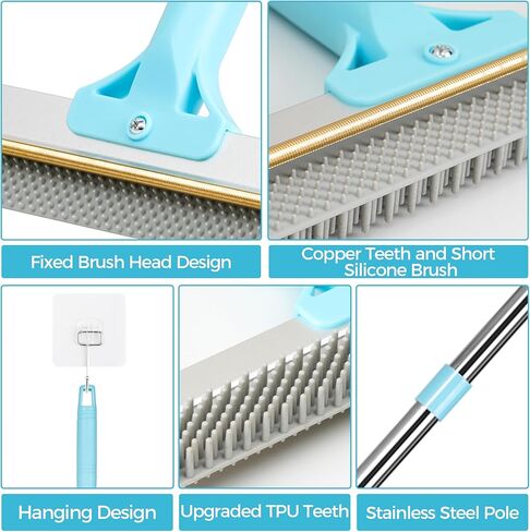 Carpet Rake for Pet Hair Removal, 2026 Upgraded Reusable Pet Hair Remover Broom, 54’’ Adjustable Long Handle Dog & Cat Carpet Rake,2 Pcs Carpet Brush Rake for Rugs, Mats, Couch, Furniture in Saudi Arabia