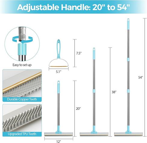 Carpet Rake for Pet Hair Removal, 2026 Upgraded Reusable Pet Hair Remover Broom, 54’’ Adjustable Long Handle Dog & Cat Carpet Rake,2 Pcs Carpet Brush Rake for Rugs, Mats, Couch, Furniture in Saudi Arabia