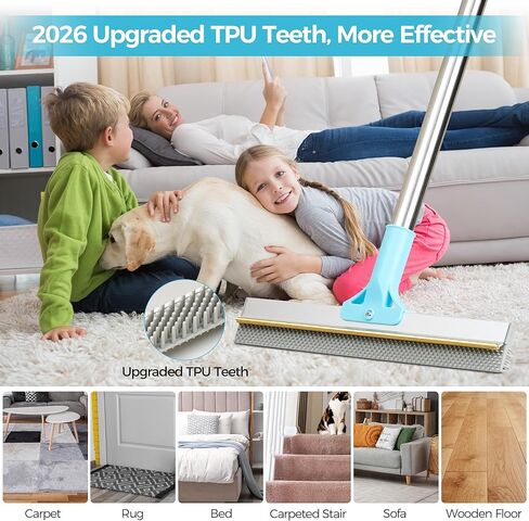 Carpet Rake for Pet Hair Removal, 2026 Upgraded Reusable Pet Hair Remover Broom, 54’’ Adjustable Long Handle Dog & Cat Carpet Rake,2 Pcs Carpet Brush Rake for Rugs, Mats, Couch, Furniture in Saudi Arabia
