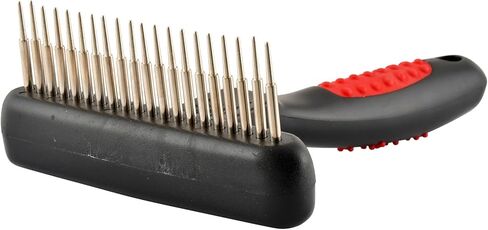 Jeffers Pet Magic Spring Undercoat Rake, Black & Red, 13 Long Pins - Rotating Retractable Teeth for Dogs, Cats - Grooming Tool for Shedding, Detangling, Removing Fur and Mats - Black Red in Saudi Arabia