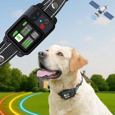 GPS Wireless Electric Dog Fence – Circular Wireless Dog Fence System for Dogs with Early Warning Beep & Auto-Protection, Quick-Charge Collar, 6561ft Range, Waterproof, 3 Modes, No App,Outdoor Use Only in Saudi Arabia