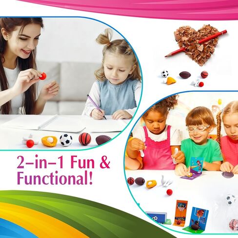 مجموعة ممحاة أقلام الرصاص ذات الطابع الرياضي للحفلات، محايات رياضية صغيرة مع بطاقات ألعاب تفاعلية، ألعاب سطح المكتب الإبداعية وألعاب تخفيف التوتر لعيد الحب، هدية المدرسة 30 حزمة in Kuwait